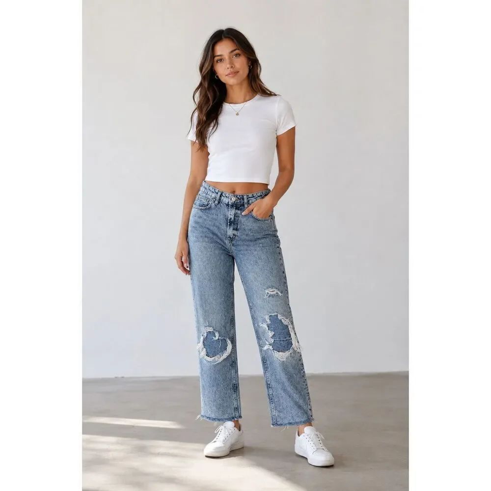 We The Free Free People Womens Blue Distressed High Rise Denim Jeans Size 27